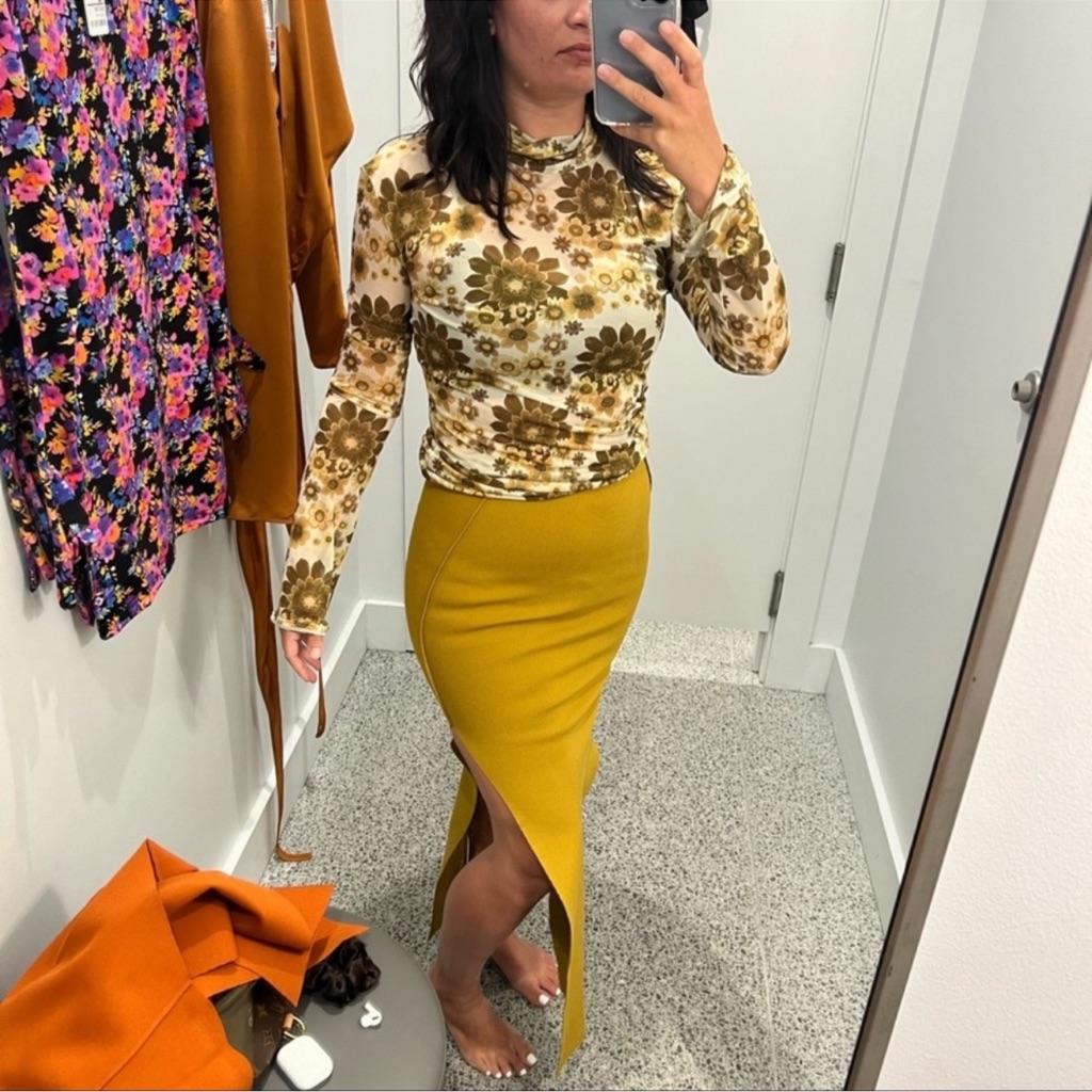 Rick Owens Easy Sacriskirt In Mustard Yellow Maxi Bodycon Skirt